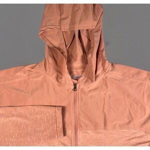 Columbia Womens Place To Place Full Zip Hoodie Lightweight Coral Heather Pink Lg